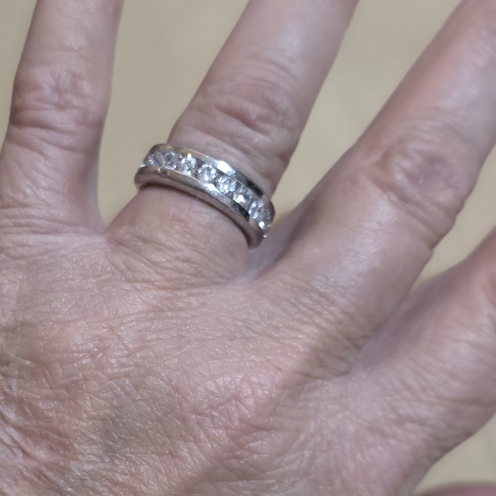 ETERNITY RING 925 STERLING SILVER SIZE 6 Heavy 8.51 Grams COMFORT BAND - Picture 7 of 8